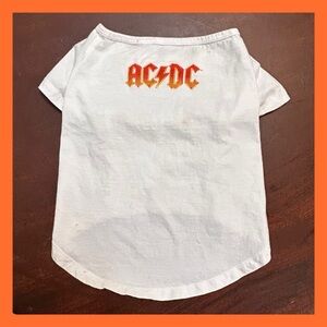 AC/DC Dog Shirt in White and Orange